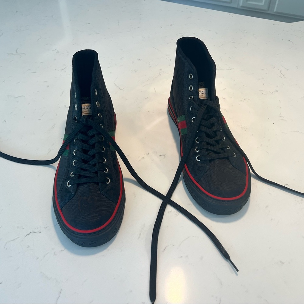 Gucci Black and Red High-Top Sneakers